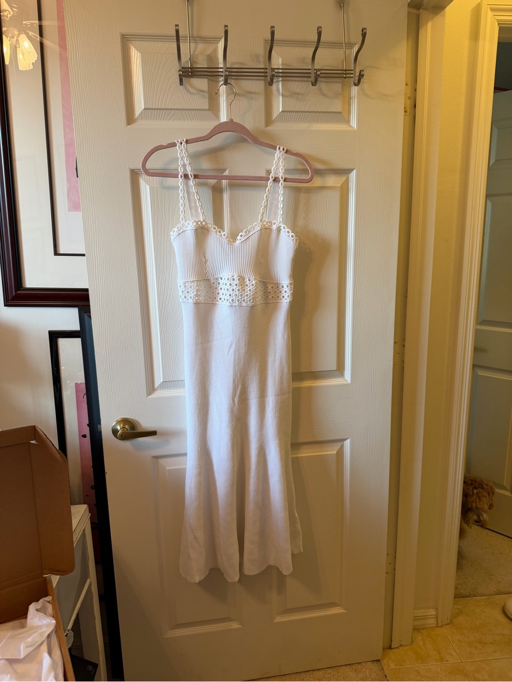 Express White Lace-Trim Midi Dress